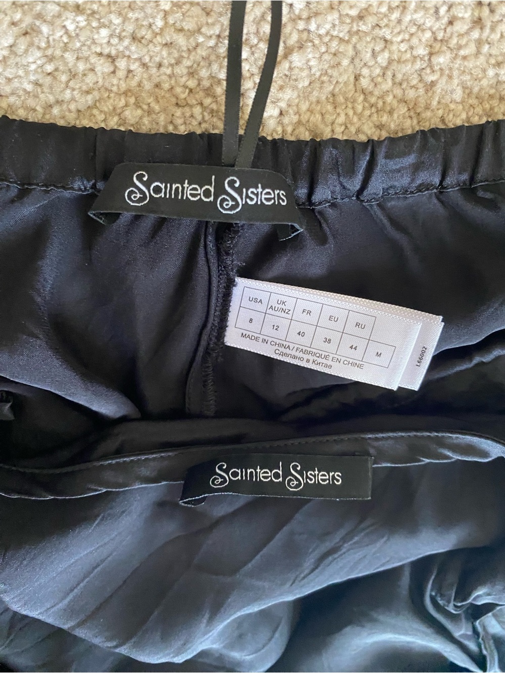 Sainted Sisters Black Silk Pajama Set